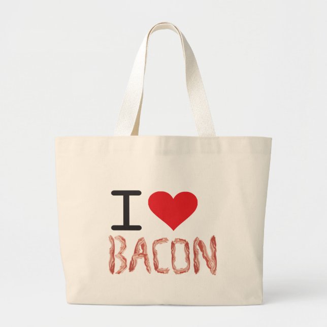 Bolsa Tote Grande Eu amo o bacon (Frente)