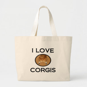 Bolsa Tote Grande Eu amo o Bumbum Corgis Corgi