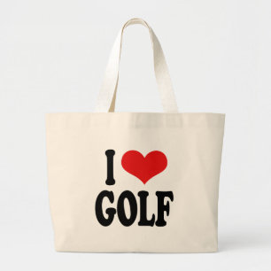 Bolsa Tote Grande Eu amo o golfe