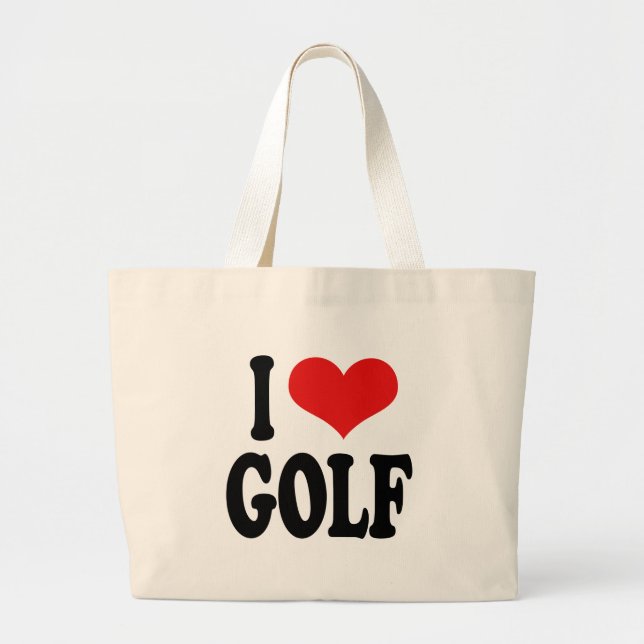 Bolsa Tote Grande Eu amo o golfe (Frente)