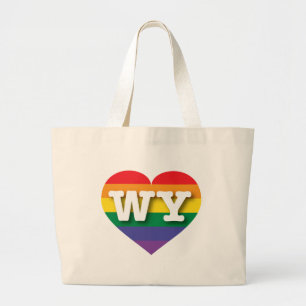 Bolsa Tote Grande Eu amo o Orgulho gay do Wyoming
