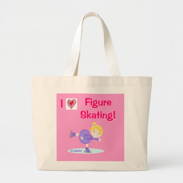 Bolsa Tote Grande Eu amo o patinagem artística! sacola enorme (Frente)