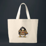 Bolsa Tote Grande Eu amo o pinguim dos Latkes<br><div class="desc">Um pinguim do feriado do divertimento apenas para o Hanukkah. Mostre fora seu espírito do feriado com este pinguim loving do latke bonito.</div>