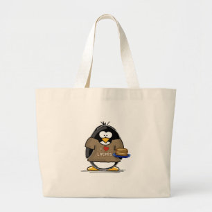 Bolsa Tote Grande Eu amo o pinguim dos Latkes