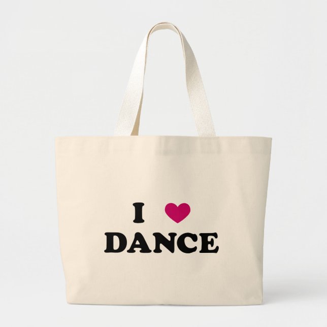 Bolsa Tote Grande Eu amo o saco da dança (Frente)