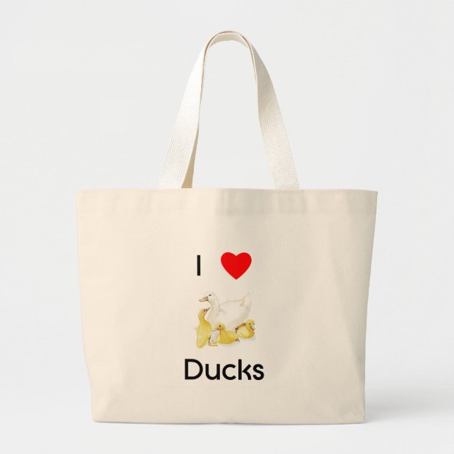 Bolsa Tote Grande Eu amo o saco dos patos (Frente)