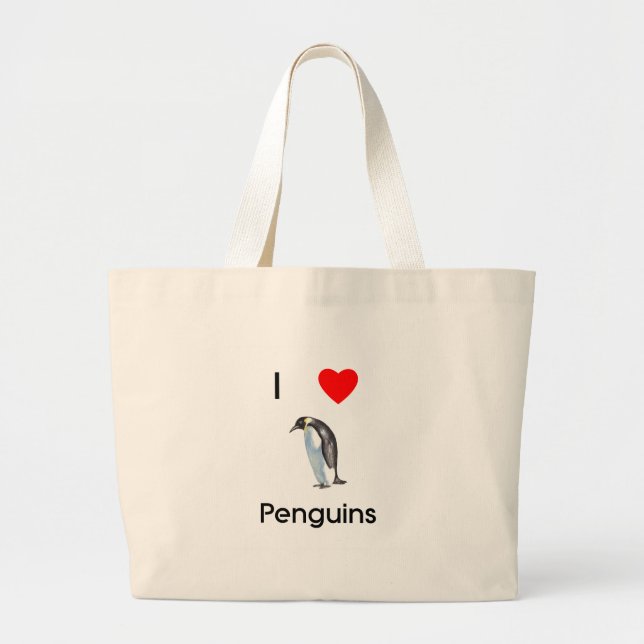Bolsa Tote Grande Eu amo o saco dos pinguins (Frente)