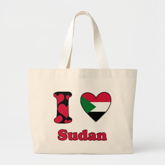 Bolsa Tote Grande Eu amo o Sudão (Frente)