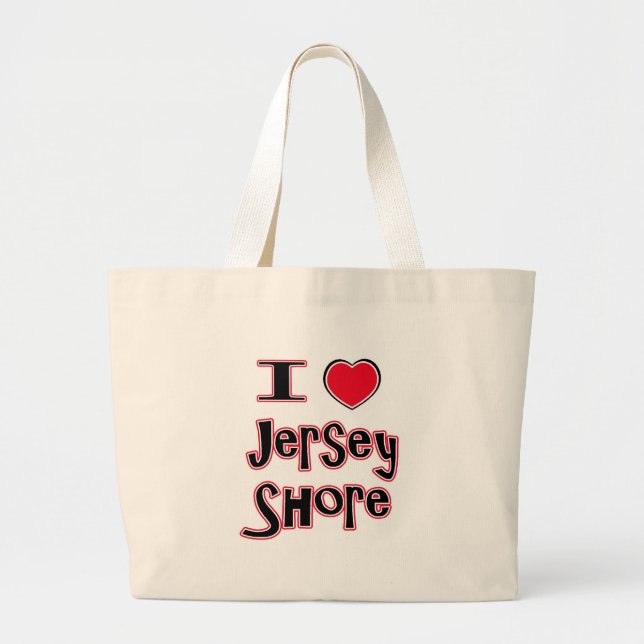 Bolsa Tote Grande Eu amo o vermelho da costa do jérsei (Frente)