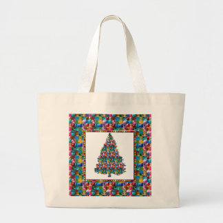 Bolsa Tote Grande EU AMO O XMAS: ÁRVORE jadded com as GEMAS da JÓIA