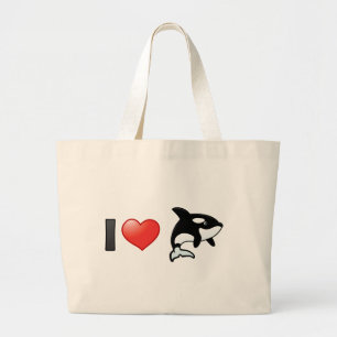 Bolsa Tote Grande Eu amo orcas