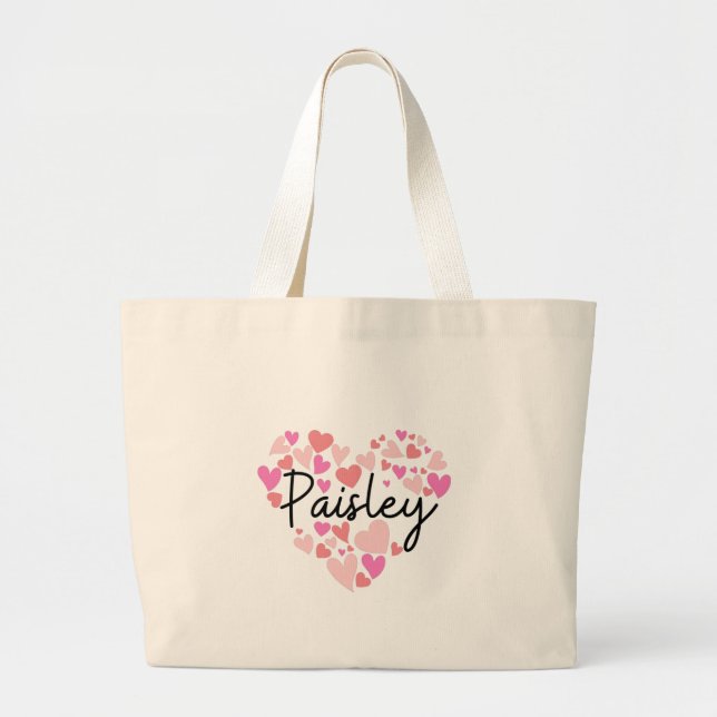 Bolsa Tote Grande Eu amo Paisley (Frente)