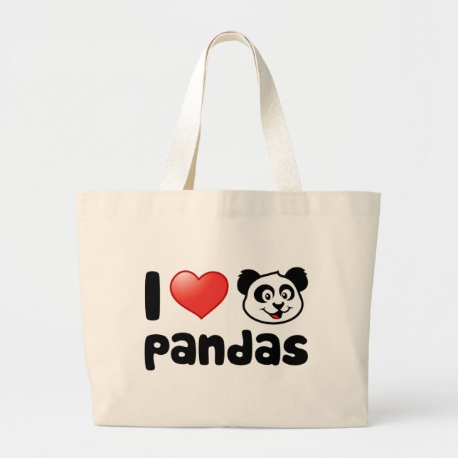 Bolsa Tote Grande Eu amo pandas (Frente)