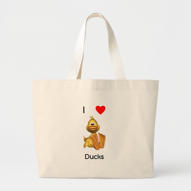 Bolsa Tote Grande Eu amo patos (Frente)