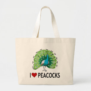 Bolsa Tote Grande Eu amo pavões