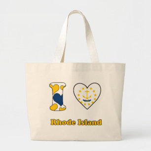 Bolsa Tote Grande Eu amo Rhode Island