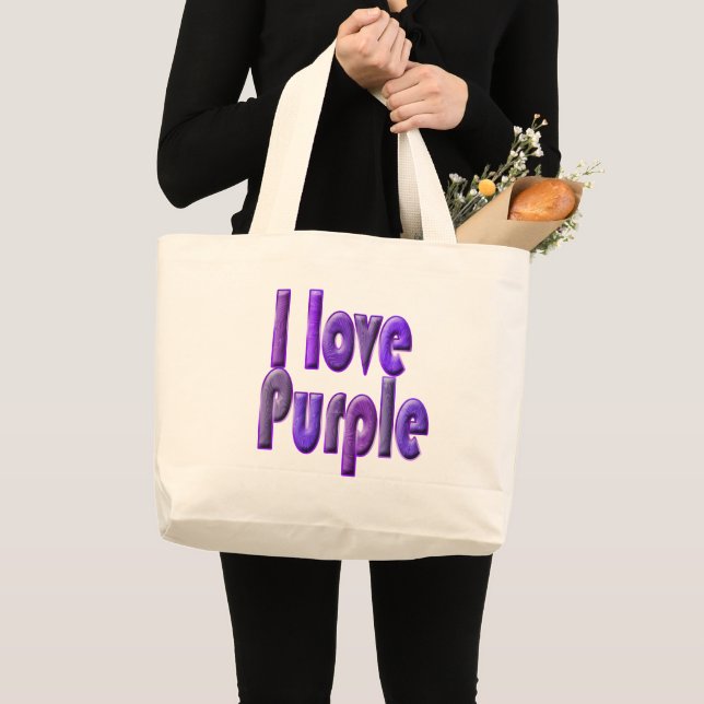 Bolsa Tote Grande Eu amo roxo (Frente (produto))