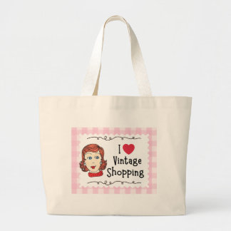 Bolsa Tote Grande Eu amo sacola de compras retrô