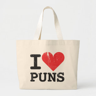 Bolsa Tote Grande Eu Amo Sacola Tote Jumbo de Jogo de Palavras