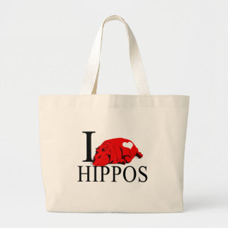 Bolsa Tote Grande Eu amo sacolas dos hipopótamos