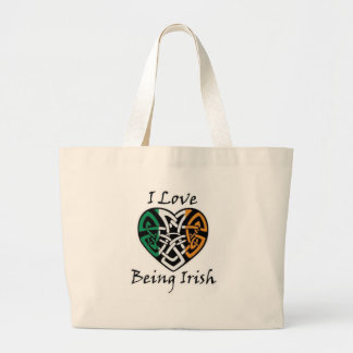 Bolsa Tote Grande Eu amo ser coração celta irlandês