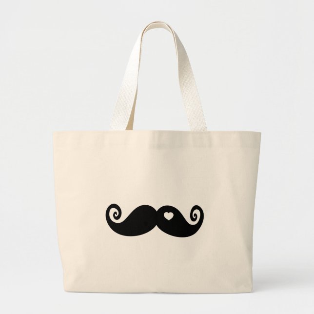 Bolsa Tote Grande Eu amo simplesmente o Moustache (Frente)