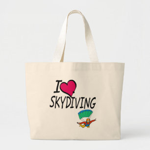 Bolsa Tote Grande Eu amo Skydiving