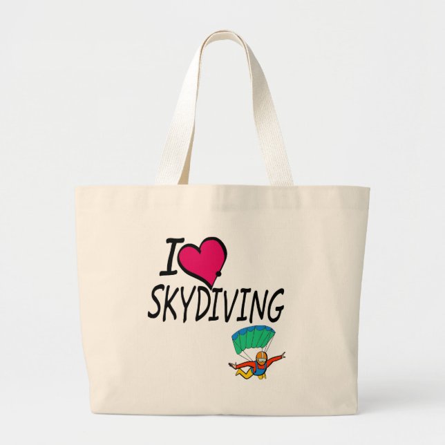 Bolsa Tote Grande Eu amo Skydiving (Frente)