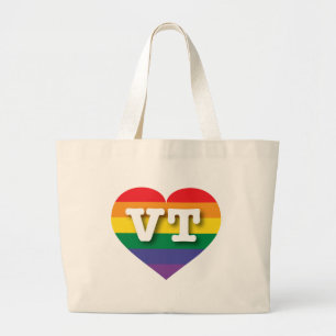 Bolsa Tote Grande Eu Amo Vermont Rainbow Heart