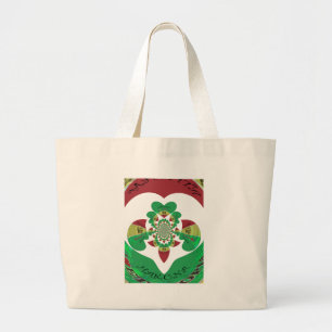 Bolsa Tote Grande Eu ♥ Bandeira - Amo Etiópia Vermelho Dourado Ver