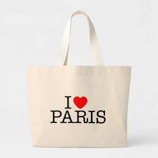 Bolsa Tote Grande Eu coração (amor) Paris (Frente)