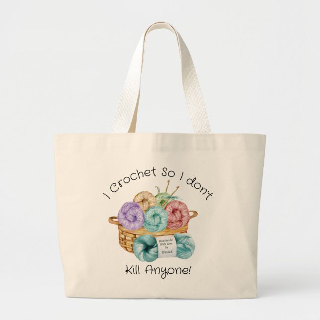 Bolsa Tote Grande Eu Crochê Personalizado (Frente)
