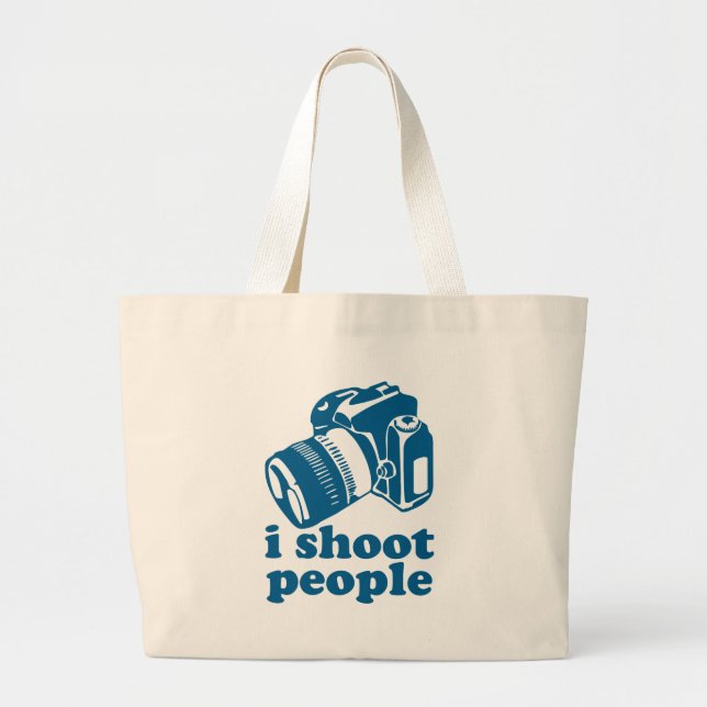 Bolsa Tote Grande Eu disparo em pessoas - azul (Frente)