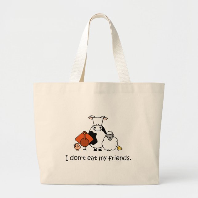 Bolsa Tote Grande Eu não como meus amigos (Frente)