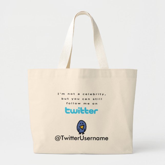 Bolsa Tote Grande Eu não sou uma celebridade… sigo-me no Twitter (Frente)