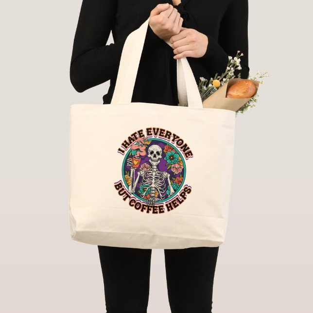 Bolsa Tote Grande Eu Odeio a Todos o Café Ajuda Presentes para Amant (Frente (produto))