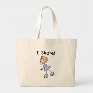 Bolsa Tote Grande Eu patino figura saco da vara da menina