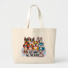 BOLSA TOTE GRANDE EU SÓ QUERO TODOS OS CÃES AMANTES