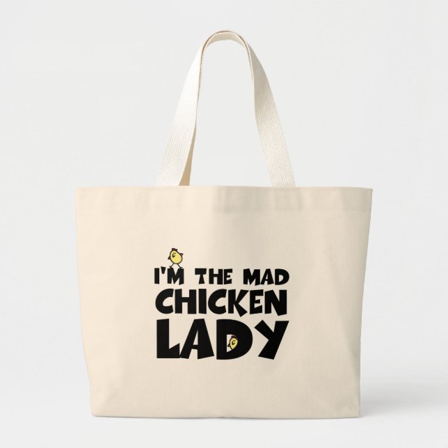 Bolsa Tote Grande Eu sou a senhora louca da galinha (Frente)
