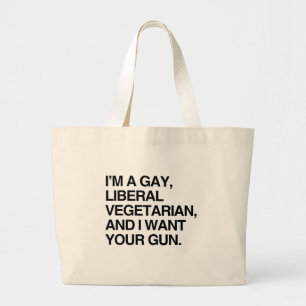 Bolsa Tote Grande Eu sou um vegetariano alegre, liberal