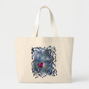 Bolsa Tote Grande EU TE AMO / linguagem gestual