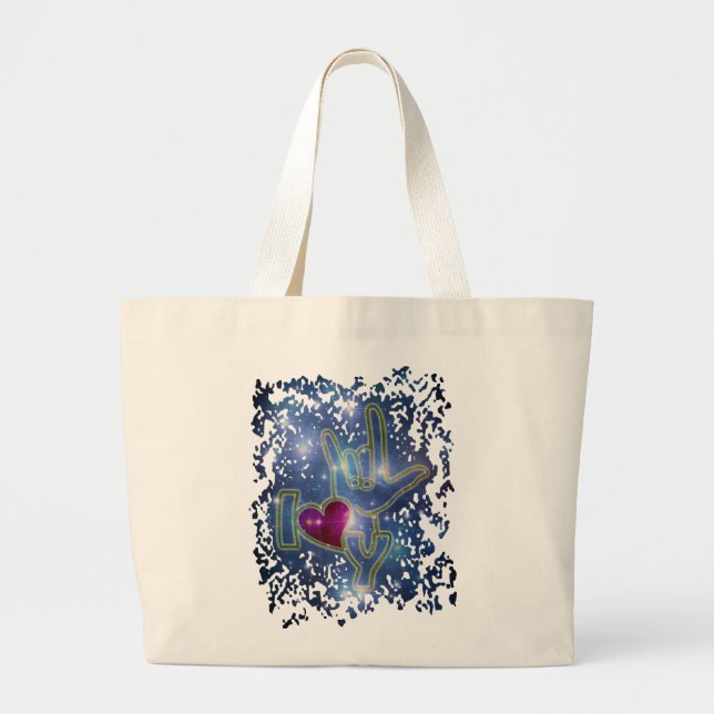 Bolsa Tote Grande EU TE AMO / linguagem gestual (Frente)