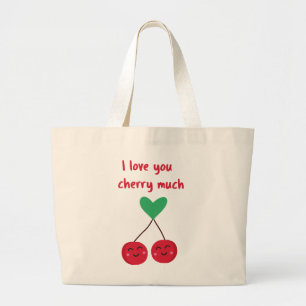 Bolsa Tote Grande Eu Te Amo Muito Cereja Dia dos Namorados