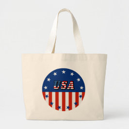 Bolsa Tote Grande EUA - Bandeira Americana e Estrelas em Círculo