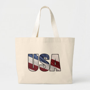 Bolsa Tote Grande EUA em Red White e Blue American Patriotic Flag