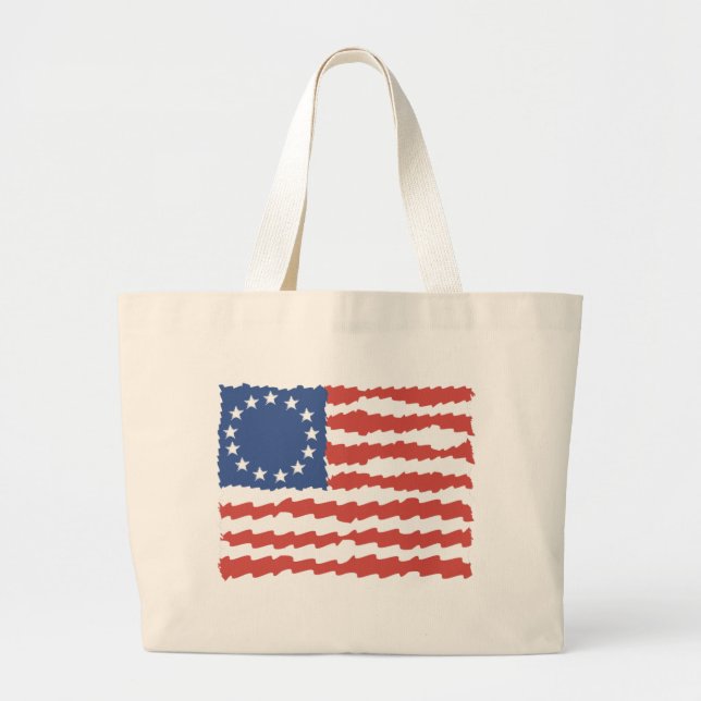Bolsa Tote Grande EUA-Hip Sketch American Flag (Frente)