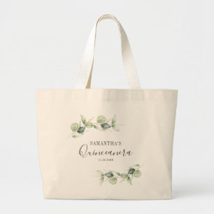 Bolsa Tote Grande Eucalipto Presente de 15º Aniversário Quinceanera