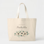 Bolsa Tote Grande Eucalyptus Greenery anêmona ponte floral<br><div class="desc">Minúscula de aquarela moderna,  eucalipto verde e design floral anêmona,  com nome de dama de honra personalizado,  elegante e na moda,  dons personalizados de damas de noiva personalizados para casamento rústico,  casamento botânico e casamento de praia em primavera e verão. Ver todas as peças correspondentes na coleção</div>