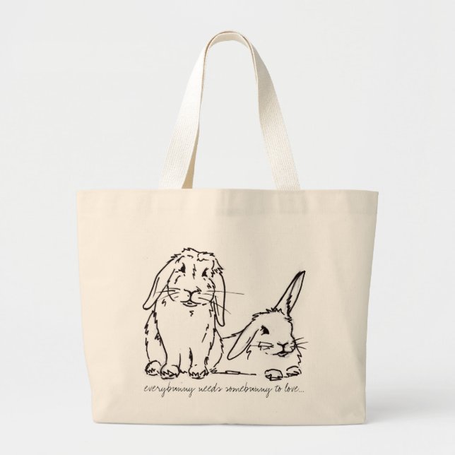 Bolsa Tote Grande Everybunny precisa somebunny de amar a grande (Frente)