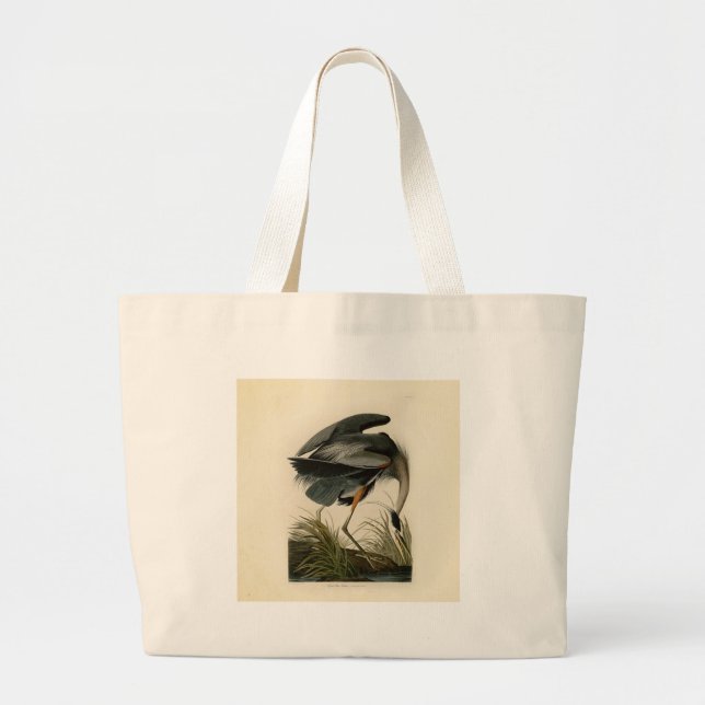 Bolsa Tote Grande Excelente Azul Heron Marsh Bird (Frente)